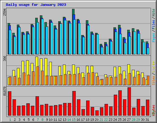 Daily usage for January 2023