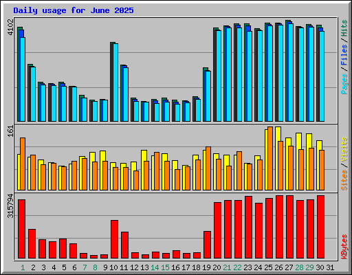 Daily usage for June 2025
